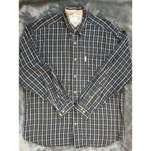 Columbia Flannel Fleece  Mens XXL 2XL Shirt Gray Plaid Button Down